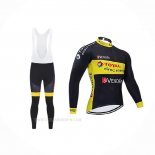 2019 Ropa Ciclismo Direct Energie Negro Amarillo Mangas Largas y Culotte Lunga