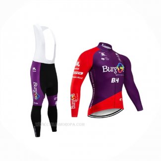 2020 Ropa Ciclismo Burgos BH Violeta Rojo Mangas Largas y Culotte Lunga