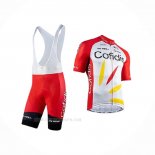 2020 Ropa Ciclismo Cofidis Rojo Blanco Mangas Corta y Culotte Corto