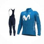 2020 Ropa Ciclismo Movistar Azul Mangas Largas y Culotte Lunga