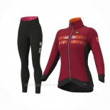 2020 Ropa Ciclismo Mujer ALE Apagado Rojo Mangas Largas y Culotte Lunga