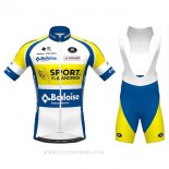 2020 Ropa Ciclismo Sport Vlaanderen Baloise Blanco Amarillo Azul Mangas Corta y Culotte Corto