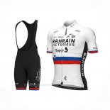 2022 Ropa Ciclismo Eslovenia Campeon Bahrain Victorious Blanco Rojo Mangas Corta y Culotte Corto