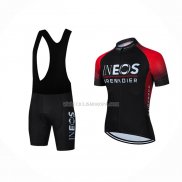 2022 Ropa Ciclismo INEOS Grenadiers Negro Rojo Mangas Cortas y Culotte Corto
