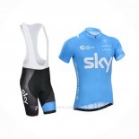 2014 Ropa Ciclismo Sky Azur Blanco Mangas Corta y Culotte Corto
