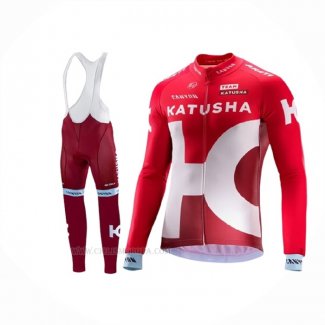 2016 Ropa Ciclismo Katusha Alpecin Blanco Rojo Mangas Largas y Culotte Lunga