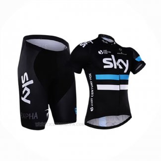 2016 Ropa Ciclismo Sky Blanco Negro Mangas Corta y Culotte Corto