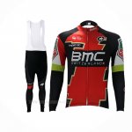 2017 Ropa Ciclismo BMC Rojo Verde Mangas Largas y Culotte Lunga