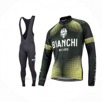2017 Ropa Ciclismo Bianchi Milano Ml Negro Amarillo Mangas Largas y Culotte Lunga