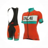 2017 Ropa Ciclismo Mujer ALE Azul Claro Naranja Mangas Corta y Culotte Corto