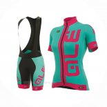 2017 Ropa Ciclismo Mujer ALE Azul Claro Rosa Mangas Corta y Culotte Corto(1)