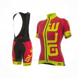2017 Ropa Ciclismo Mujer ALE Rojo Amarillo Mangas Corta y Culotte Corto