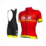 2018 Ropa Ciclismo ALE Rojo Amarillo Mangas Corta y Culotte Corto