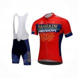 2018 Ropa Ciclismo Bahrain Merida Rojo Mangas Corta y Culotte Corto