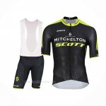 2018 Ropa Ciclismo Mitchelton Scott Negro Mangas Corta y Culotte Corto