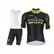 2018 Ropa Ciclismo Mitchelton Scott Negro Mangas Corta y Culotte Corto