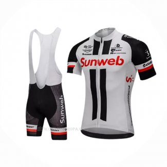 2018 Ropa Ciclismo Sunweb Gris Negro Mangas Corta y Culotte Corto