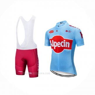 2019 Ropa Ciclismo Katusha Alpecin Azul Rojo Mangas Corta y Culotte Corto