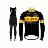 2020 Ropa Ciclismo Lotto-Kern Haus Negro Amarillo Mangas Largas y Culotte Lunga