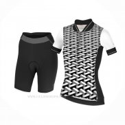 2020 Ropa Ciclismo Mujer RH+ Blanco Negro Mangas Corta y Culotte Corto