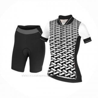 2020 Ropa Ciclismo Mujer RH+ Blanco Negro Mangas Corta y Culotte Corto