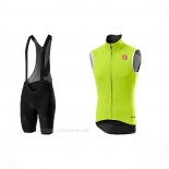 2021 Chalecos Cortavientos Castelli Brillante Verde Mangas Corta y Culotte Corto