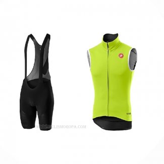 2021 Chalecos Cortavientos Castelli Brillante Verde Mangas Corta y Culotte Corto