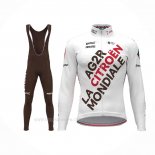 2021 Ropa Ciclismo Ag2r La Mondiale Blanco Mangas Largas y Culotte Lunga