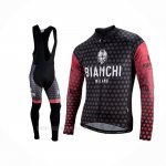 2021 Ropa Ciclismo Bianchi Milano Petroso Negro Rojo Mangas Largas y Culotte Lunga
