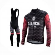 2021 Ropa Ciclismo Bianchi Milano Petroso Negro Rojo Mangas Largas y Culotte Lunga