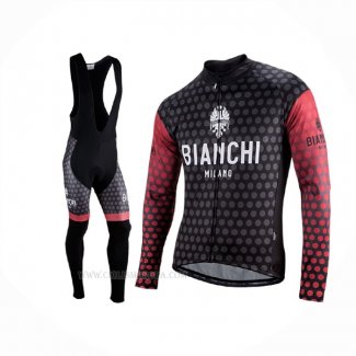 2021 Ropa Ciclismo Bianchi Milano Petroso Negro Rojo Mangas Largas y Culotte Lunga