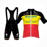 2021 Ropa Ciclismo Deceuninck Quick Step Negro Amarillo Rojo Mangas Corta y Culotte Corto