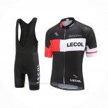 2021 Ropa Ciclismo Le Col Negro Blanco Rojo Mangas Corta y Culotte Corto