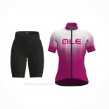 2021 Ropa Ciclismo Mujer ALE Blanco Fucsia Mangas Corta y Culotte Corto
