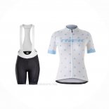 2021 Ropa Ciclismo Mujer Trek Blanco Azul Claro Mangas Corta y Culotte Corto