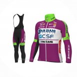 2022 Ropa Ciclismo Bardiani Csf Faizane Verde Violeta Mangas Largas y Culotte Lunga