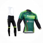 2014 Ropa Ciclismo Europcar Negro Verde Mangas Largas y Culotte Lunga