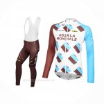 2016 Ropa Ciclismo Ag2rla Blanco Marron Mangas Largas y Culotte Lunga