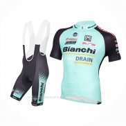 2016 Ropa Ciclismo Bianchi Mtb Negro Azul Claro Mangas Corta y Culotte Corto