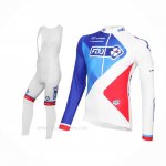 2016 Ropa Ciclismo FDJ Blanco Azul Mangas Largas y Culotte Lunga