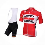 2016 Ropa Ciclismo Lotto Soudal Blanco Rojo Mangas Corta y Culotte Corto