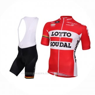 2016 Ropa Ciclismo Lotto Soudal Blanco Rojo Mangas Corta y Culotte Corto