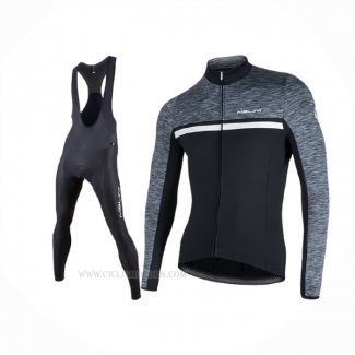 2017 Ropa Ciclismo Nalini Negro Gris Mangas Largas Y Culotte Lunga