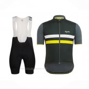 2018 Ropa Ciclismo Rapha Negro Amarillo Mangas Corta y Culotte Corto