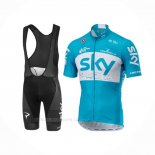 2018 Ropa Ciclismo Sky Azul Blanco Mangas Corta y Culotte Corto
