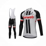 2018 Ropa Ciclismo Sunweb Gris Negro Mangas Largas y Culotte Lunga