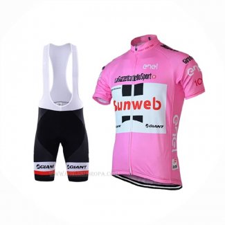 2018 Ropa Ciclismo Sunweb Rosa Blanco Mangas Corta y Culotte Corto