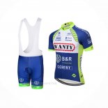 2018 Ropa Ciclismo Wanty Azul Blanco Mangas Corta y Culotte Corto