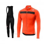 2019 Ropa Ciclismo Castelli Puro 3 Naranja Negro Mangas Largas y Culotte Lunga