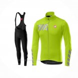 2019 Ropa Ciclismo Castelli Raddoppia 2 Verde Plata Mangas Largas y Culotte Lunga
